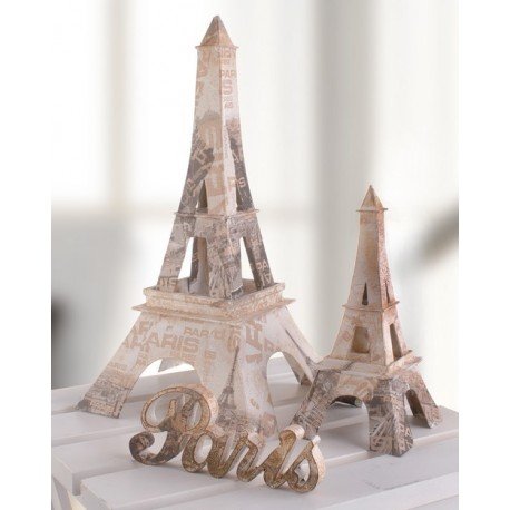 Tour Eiffel en papier mâché, Hauteur 20 cm x Ba...