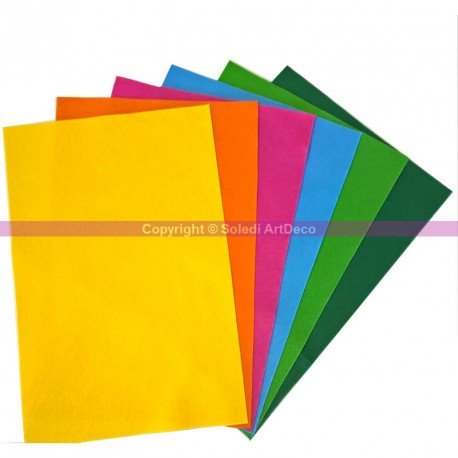 Lot de 6 coupons de feutrine coloris assortis, ...