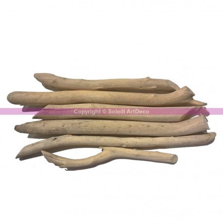Lot 6-7 bâtons en bois flotté naturel, Long. 20...