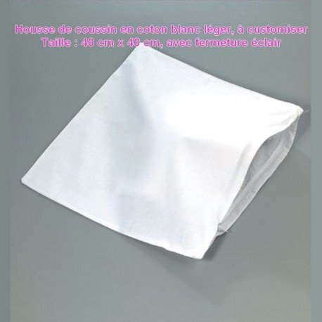 Housse de coussin en coton blanc léger, 40 x 40...