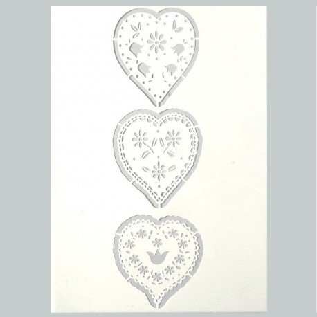 Pochoir en plastique de 3 Motifs Coeurs, Largeu...