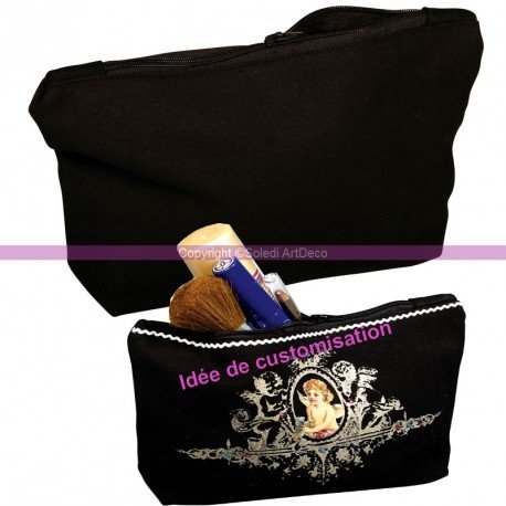Trousse de maquillage Coton noir 350g/m², 21x15...
