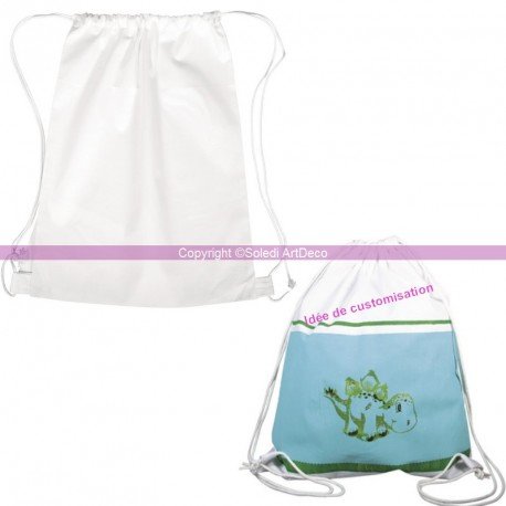 Sac en coton blanc, 38x42cm, Sac de gymnastique...