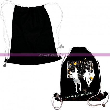 Sac en coton Noir, 38x42cm, Sac de gymnastique ...