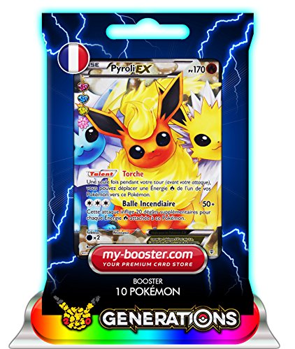 Pokémon PYROLI EX FULL ART RC28 170PV XY Generations- Booster de 10 cartes Pokemon francaises my-booster code EAN 3700919115983 