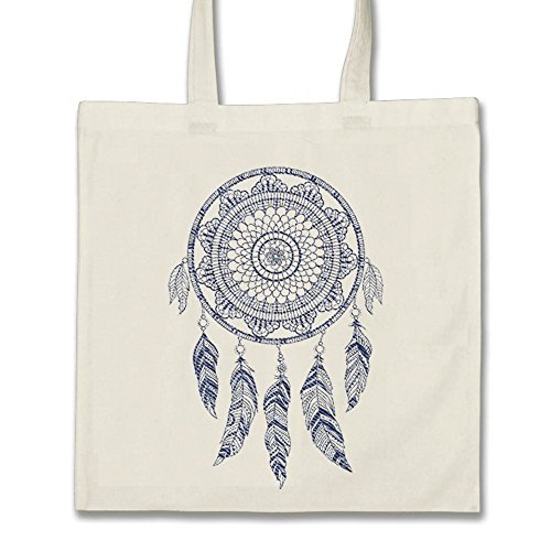 JUJU & COMPAGNIE Tote Bag - Sac Shopping Dreamcatcher Coton Naturel Bio 330 gr Ecru Tissé et imprimé a l'encre Écologique en France Certifié Oeko tex code EAN 3700920211148 