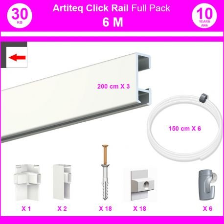 - pack eco 6 m : cimaise click rail - blanc laq...