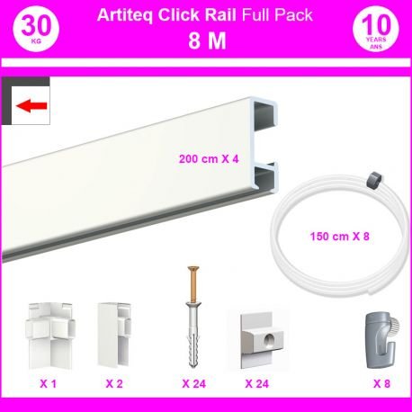 - pack eco 8 m : cimaise click rail - blanc laq...