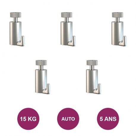 Arti Teq Lot de 5 crochets classic autobloquant : 15 kg max. code EAN 3700923009094 