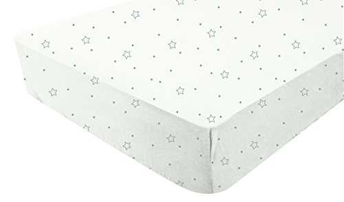 Drap-housse blanc imprimé etoiles gris 70 x 140 cm