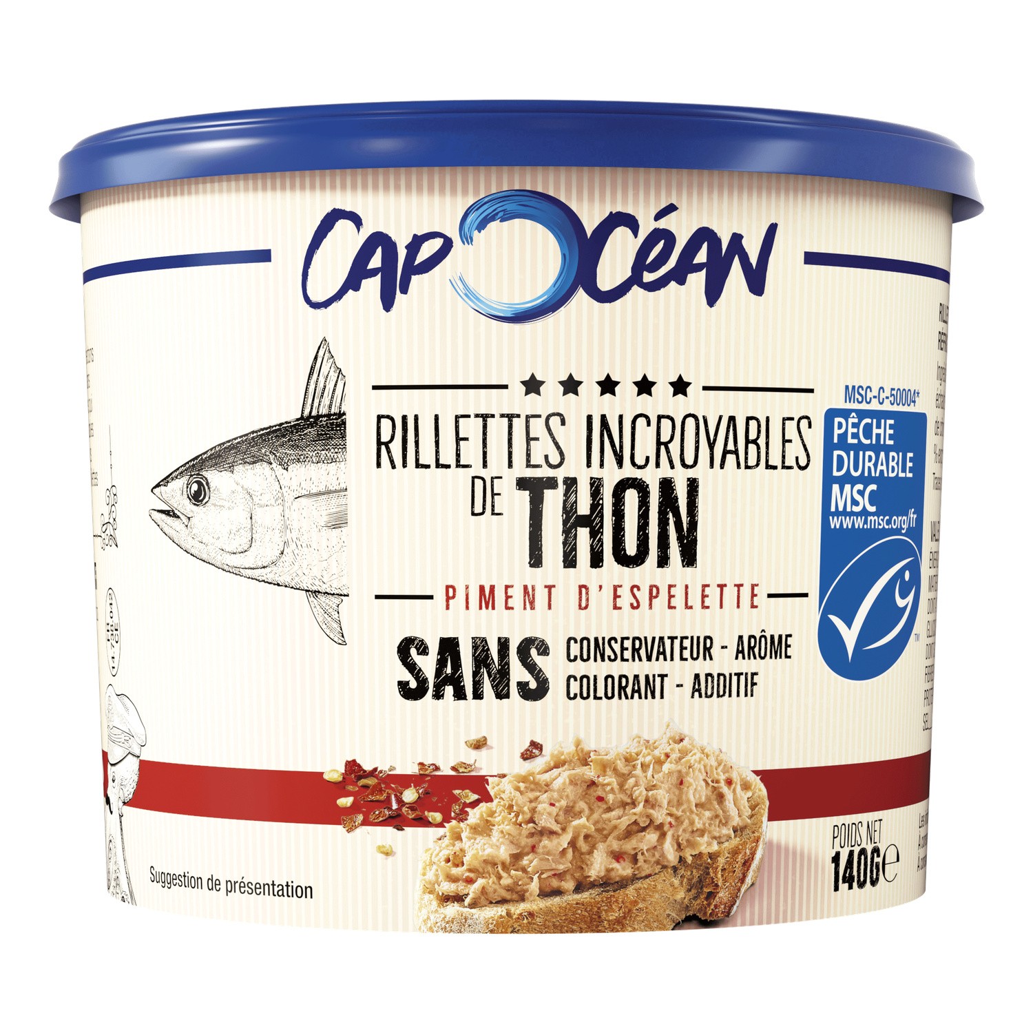 Rillette de thon piment d'Espelette CAP OCEAN 3700966563706 CAP OCEAN Rillette de thon piment d'Espelette CAP OCEAN 3700966563706 CAP OCEAN