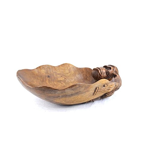 Artisanal Grand vide-poche en bois exotique avec décor Singe code EAN 3700978998329 