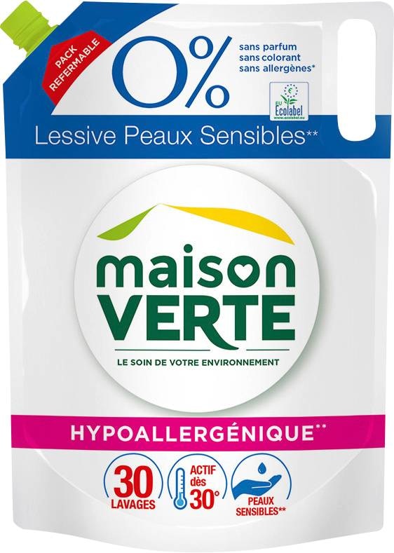  Lessive liquide recharge peaux sensibles 0% MAISON VERTE code EAN 3700992605296 