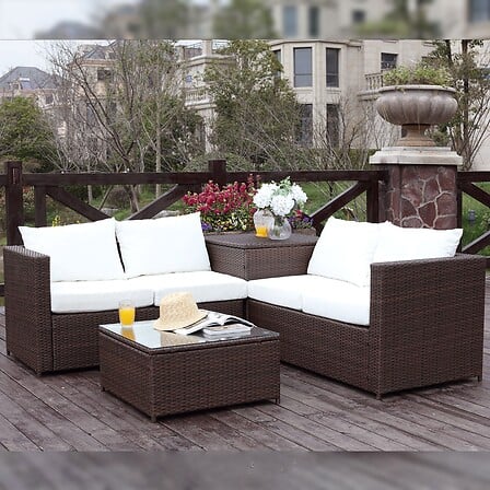 CONCEPT USINE Silang marron/blanc : salon de ja...