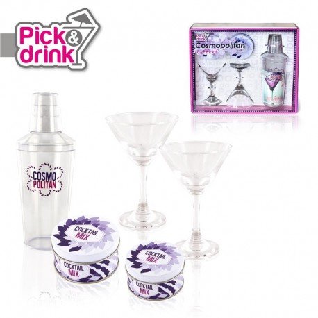 Coffret Cosmopolitain, verres à cocktail coupes...