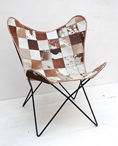 Grand Ouest Fauteuil Butterfly cuir patchwork marron " Grand Ouest" Meuble House code EAN 3701026972810 