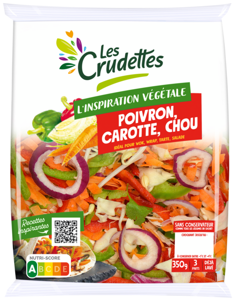 LES CRUDETTES POIVRONS, CAROTTES, CHOUX 
LES CRUDETTES code EAN 3701035103045 