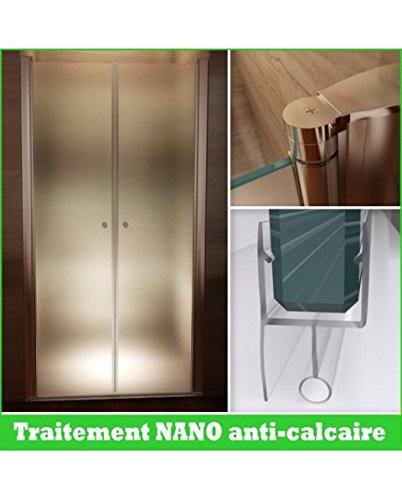 Porte de douche verre dépoli Opaque largeur rég...