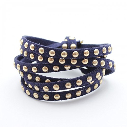 suédine cloutée bleu marine 6mm - cordon suédin...