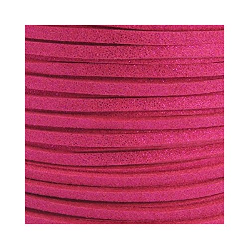 suédine brillante fushia 3mm - cordon suédine a...