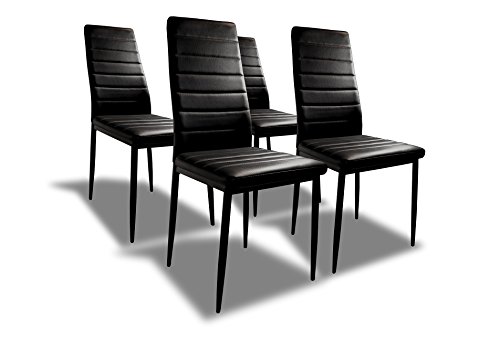 - sandy - lot de 4 chaises - simili - noir