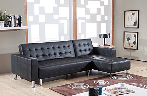 Bestmobilier - new york - canapé d angle réversible convertible - 235 x 153 x 77cm - noir code EAN 3701061702625 