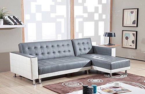 Bestmobilier - new york - canapé d angle réversible convertible - 235 x 153 x 77cm - blanc/gris code EAN 3701061702632 