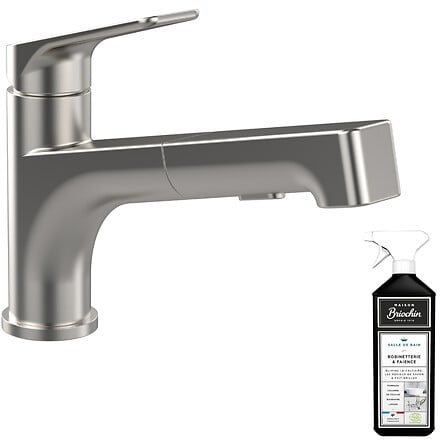 Robinet cuisine Junis Shower, acier massif, Ave...