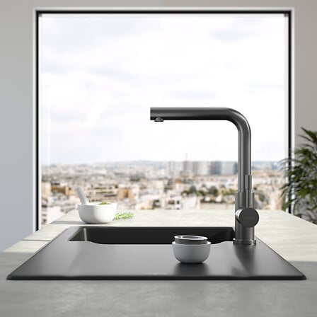 Robinet cuisine Modern Steel, anthracite, Avec ...
