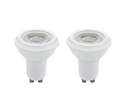 ZEESHOP Lot de 2 spots LED 5W GU10 - angle 60° - 350lm - 3000K blanc chaud - non gradable - finition : blanc - équivalent 45W halogène code EAN 3701095802063 