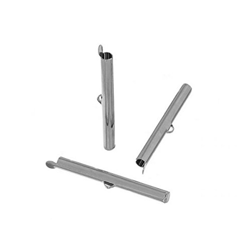 - 20 embouts tubes argent platine 40mm pour cré...