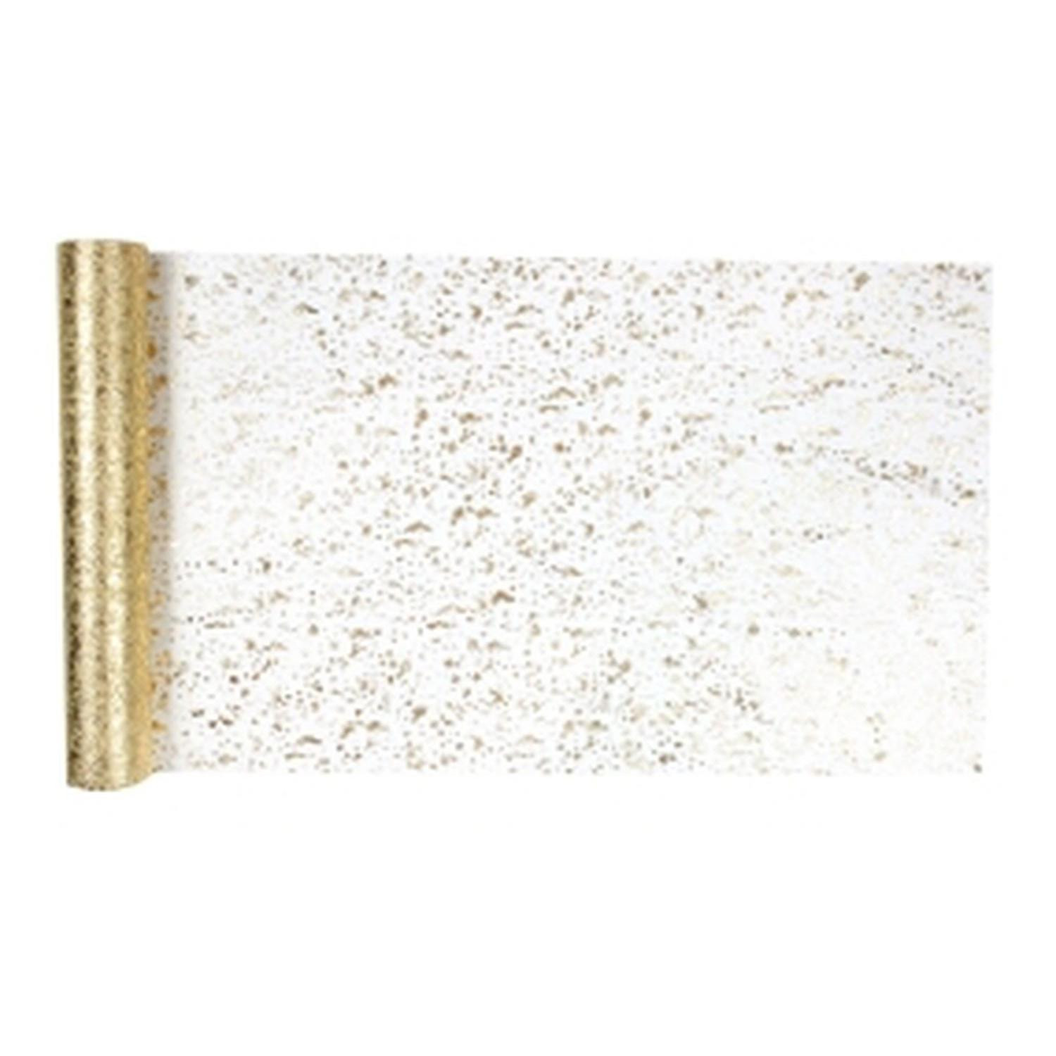 Chemin de table tulle 28x400cm feuilles or MESA...