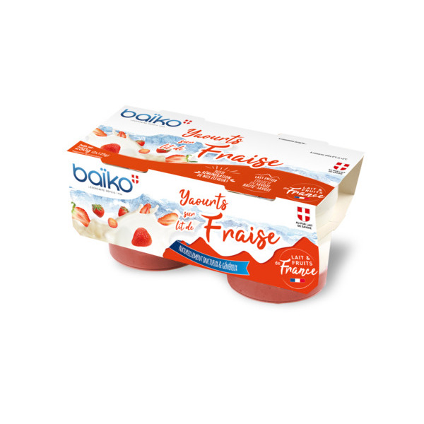 BAÏKO YAOURT NATURE SUR LIT DE FRAISE
 code EAN 3701184800246 