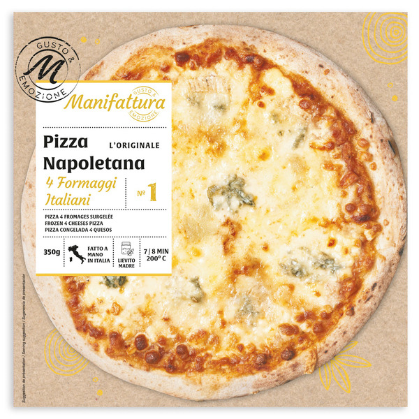 MANIFATTURA PIZZA NAPOLITAINE 4 FROMAGES SURGELÉE
 code EAN 3701192502064 