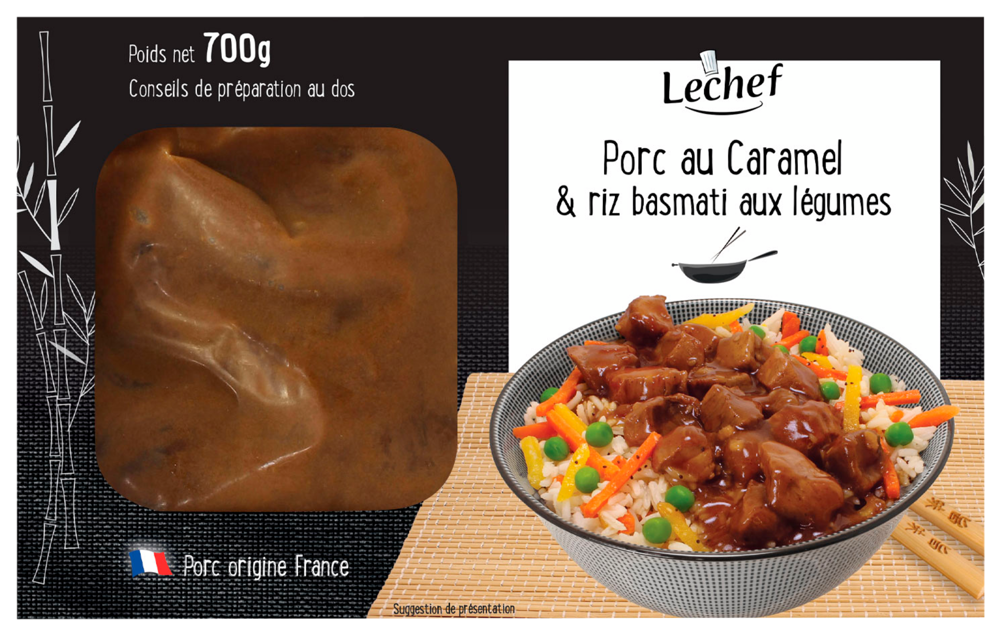 Porc au caramel & riz basmati aux légumes