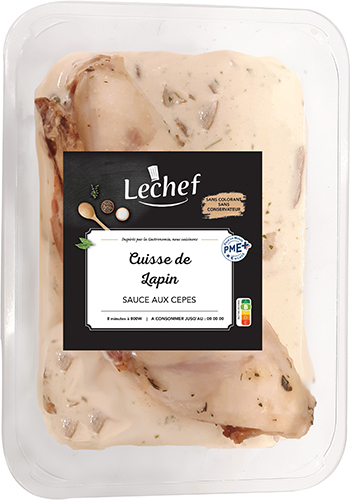 CUISSE DE LAPIN
SAUCE AUX CÈPES
OU POULARDE RÔT...