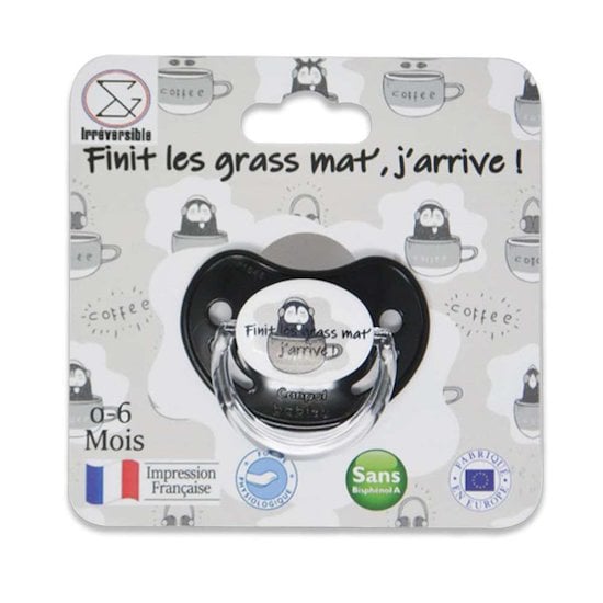  Irréversible Bijoux Sucette d'annonce physiologique - Fini les grass mat j’arrive ! Noir Et Gris 0-6 mois code EAN 3701231108899 