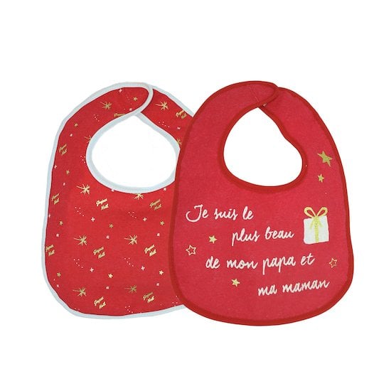  Trois Kilos Sept 2 Bavoirs 1Er À‚Ge Noel Rouge 6-12 mois code EAN 3701322707864 