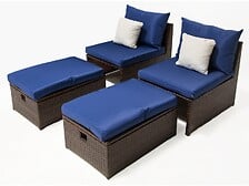 HABITAT ET JARDIN HABITAT ET JARDIN Lot de 2 fauteuils de jardin avec repose pieds et coffre "Far ... code EAN 3701577621625 