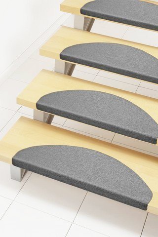 lemoinscherdeladeco Marchettes d'escalier adhésives | quantité au choix | sécurité et confort | installation facile | taille 27x64cm | couleurs au choix (Lot de 12 marchettes, Gris) code EAN 3730548970608 