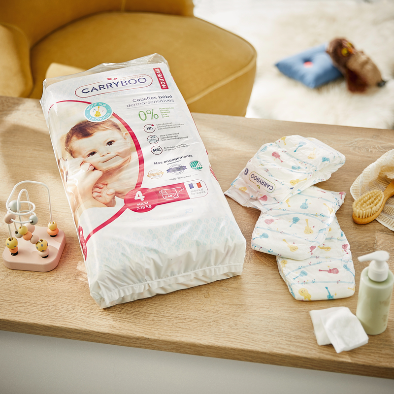 CARRYBOO COUCHES ÉCOLOGIQUES DERMO SENSITIVES TAILLE 4 MAXI X48 - 7/18KG CARRYBOO code EAN 3760001760682 
