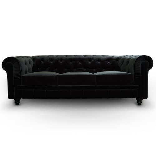 Intense Déco - Canape Chesterfield Velours 3 Pl...