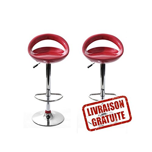 Tabouret de bar Snack rouge - lot de 2
