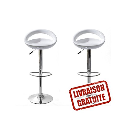 Lot de 2 tabourets de bar Snack Blanc