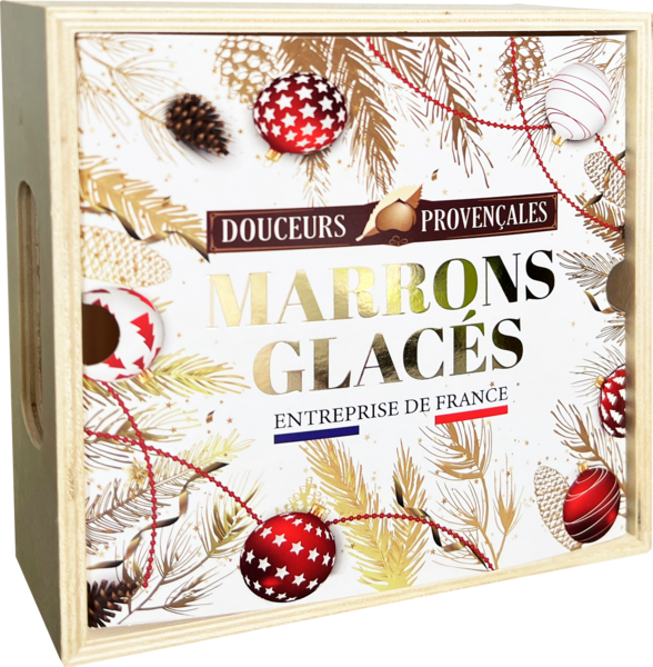  Coffret Plateau En Bois Marrons Glaçés Entiers Artisan Provençal code EAN 3760008043498 