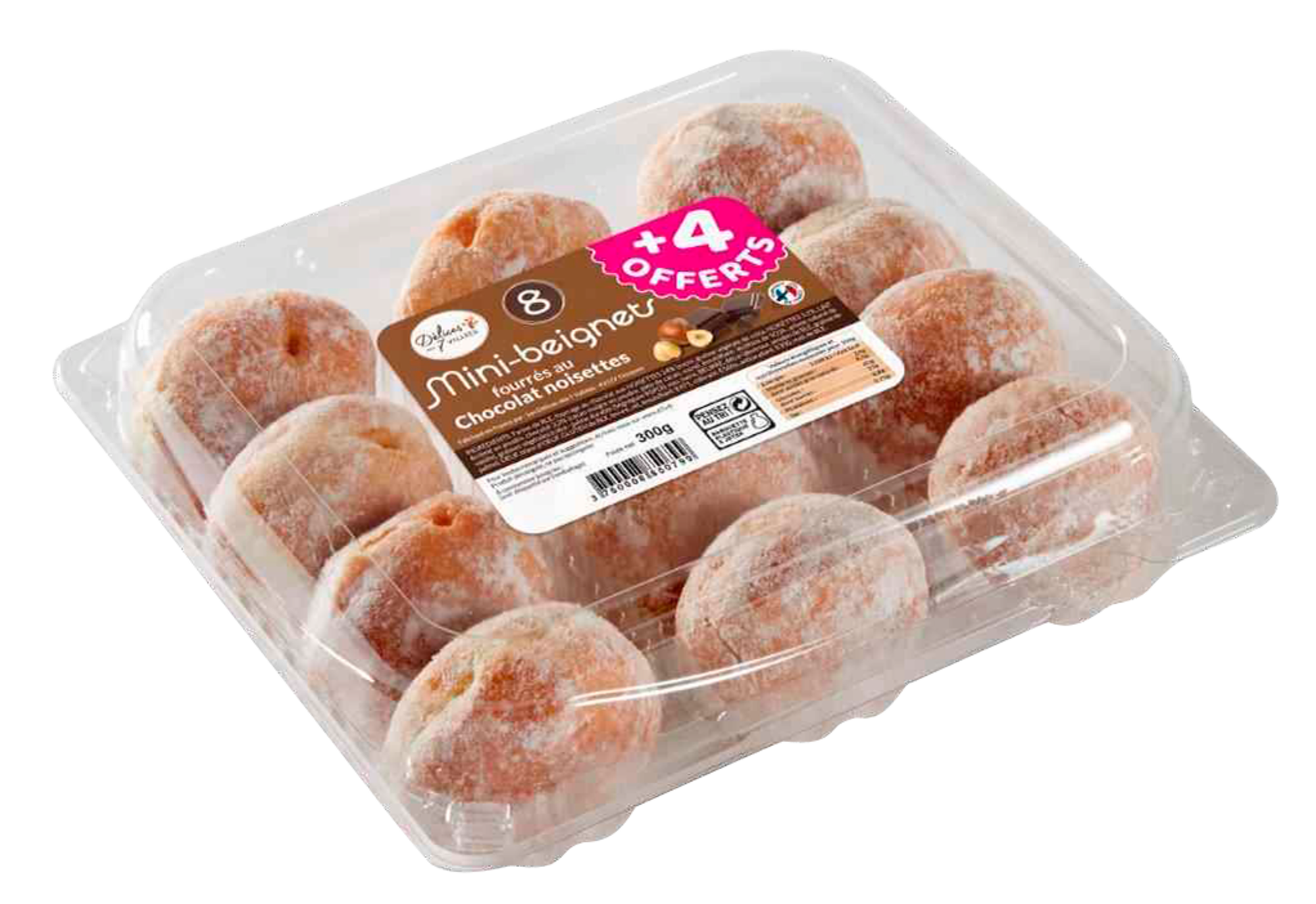 8 mini beignets fourrés au chocolat noisettes +...