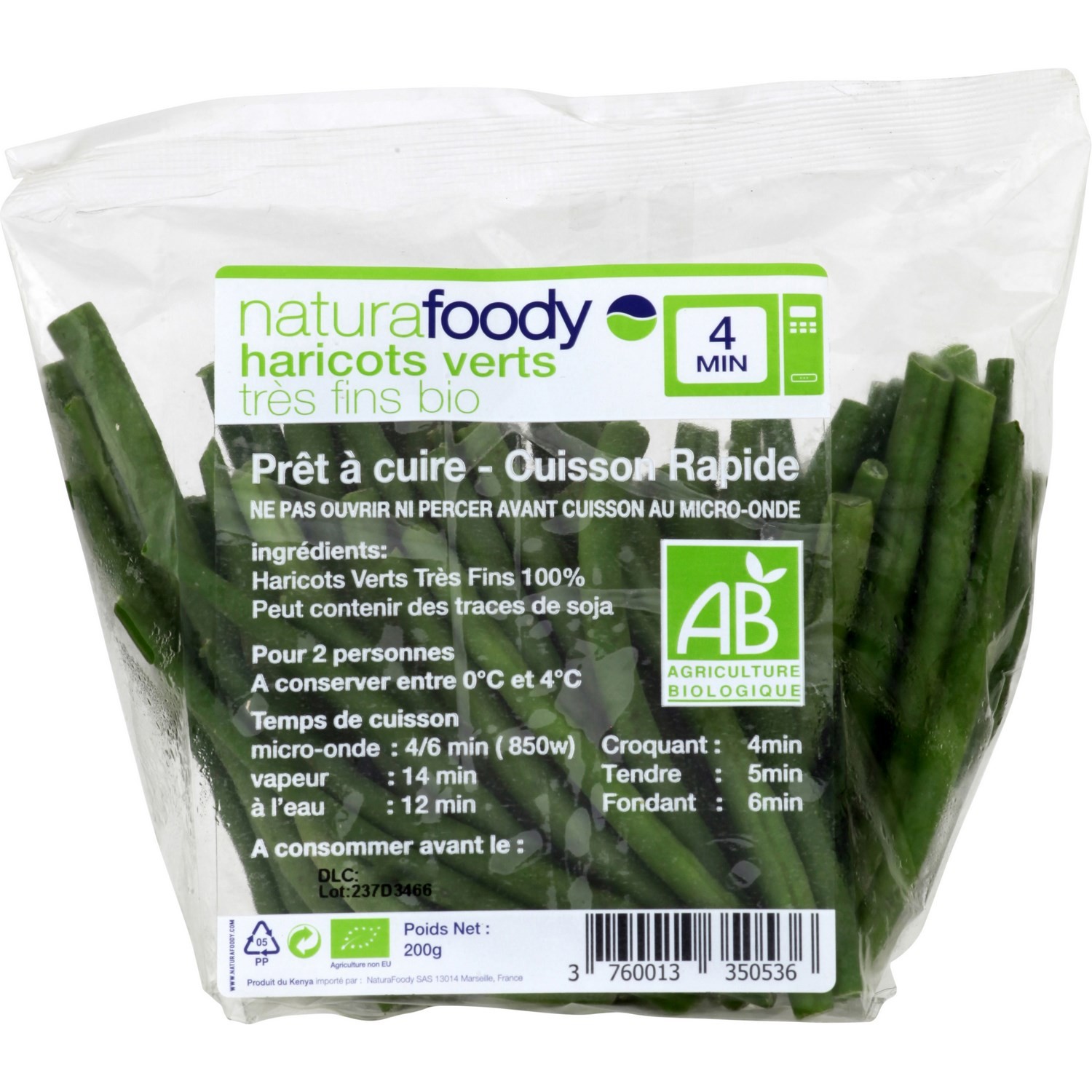 Haricots verts bio très fins 