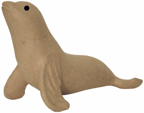 Petit lion sa110o de mer en papier mâché marron