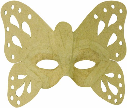 Masque en papier mâché en forme de papillon brun