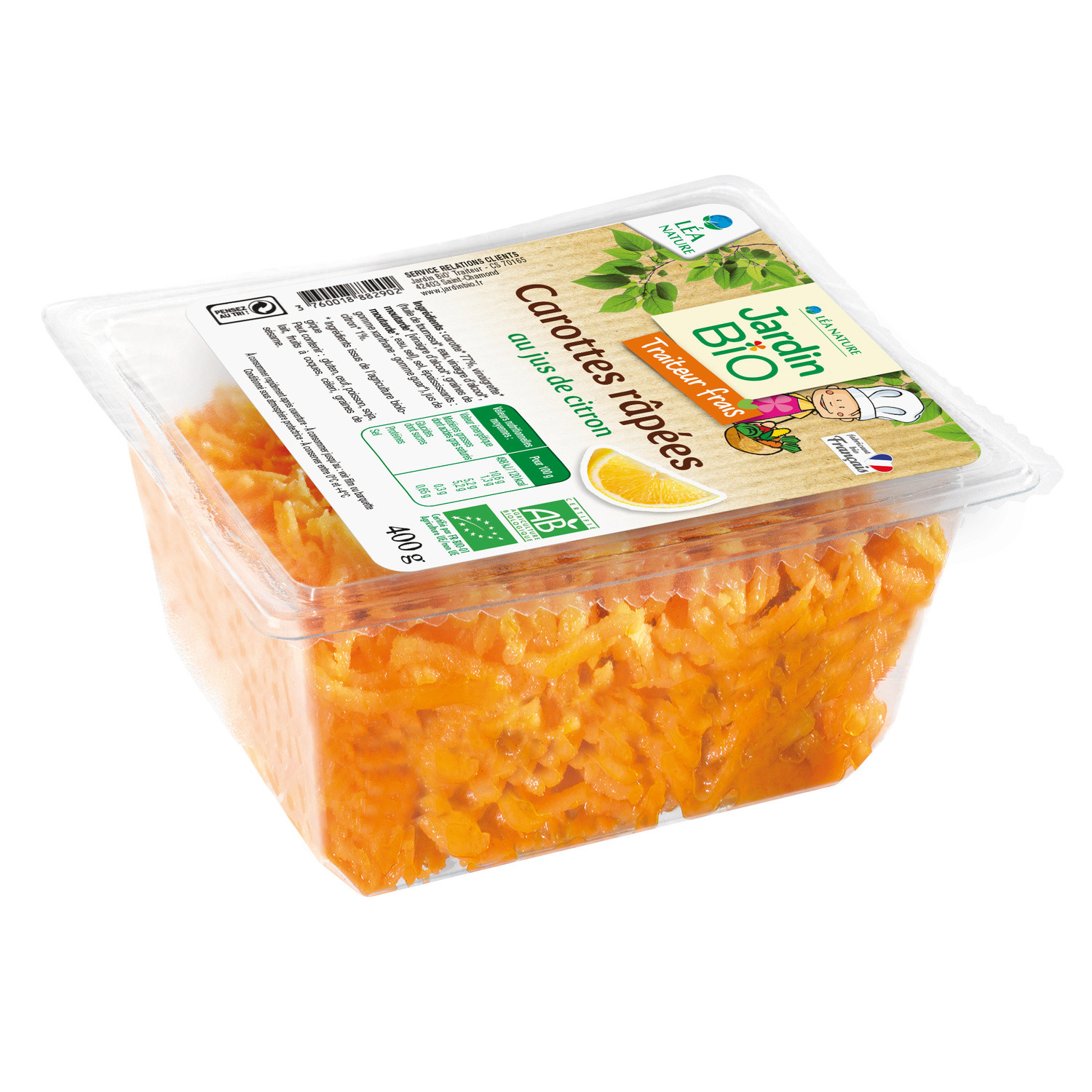 Carottes râpées au jus de citron JARDIN BIO'LOG...